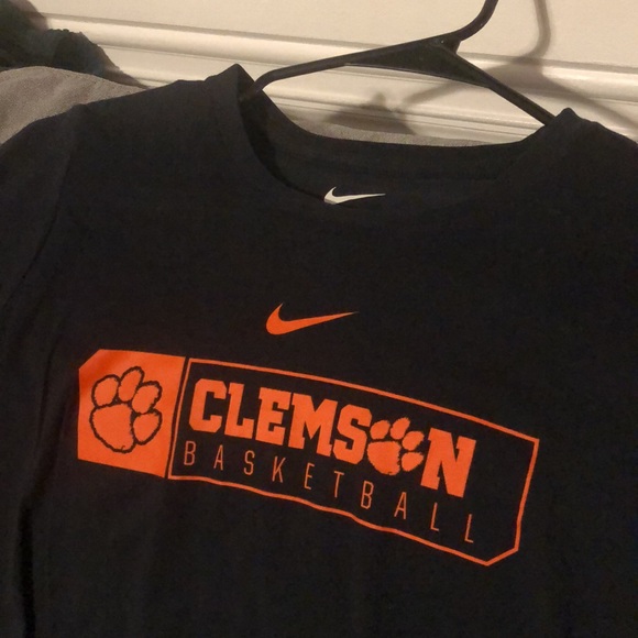 NIKE DRI FIT LARGE ATHLETIC CUT BLACK ORANGE CLEMSON TIGERS BASKETBALL SHIRT - Picture 2 of 3